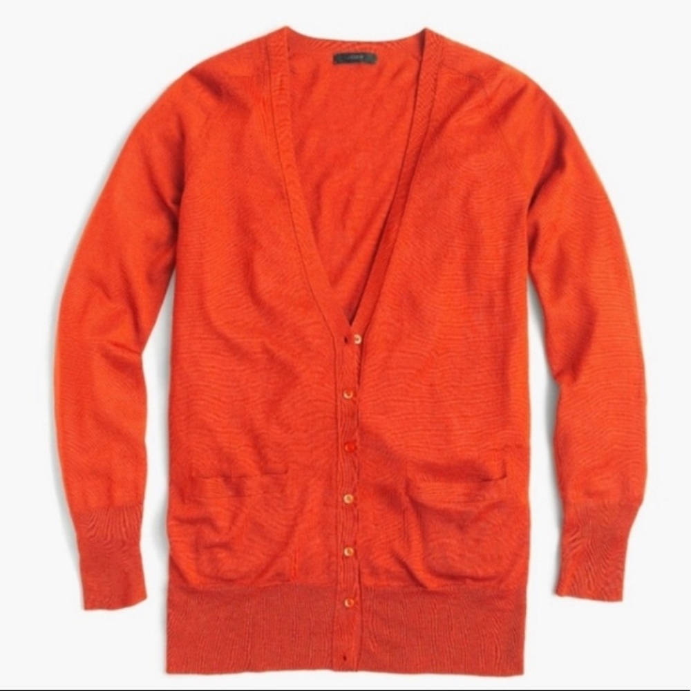 LOFT Cotton Lightweight Cardigan in Orange - MP